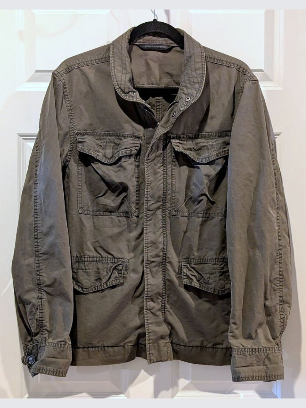 Express OLIVE Green Utility Jacket Mens Lightweight Military Style Full Zip #S